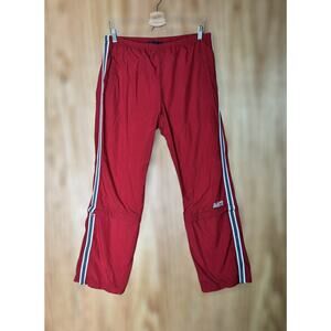 Y2K Aeropostale Mens M Red Nylon Baggy Lined Pants Retro Skate Stripe Streetwear